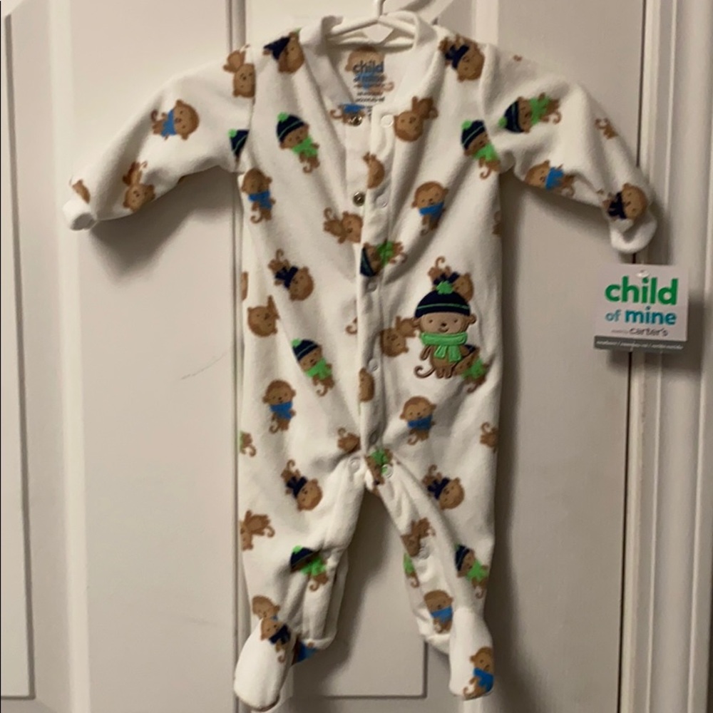 Cute Winter monkey print infant sleeper